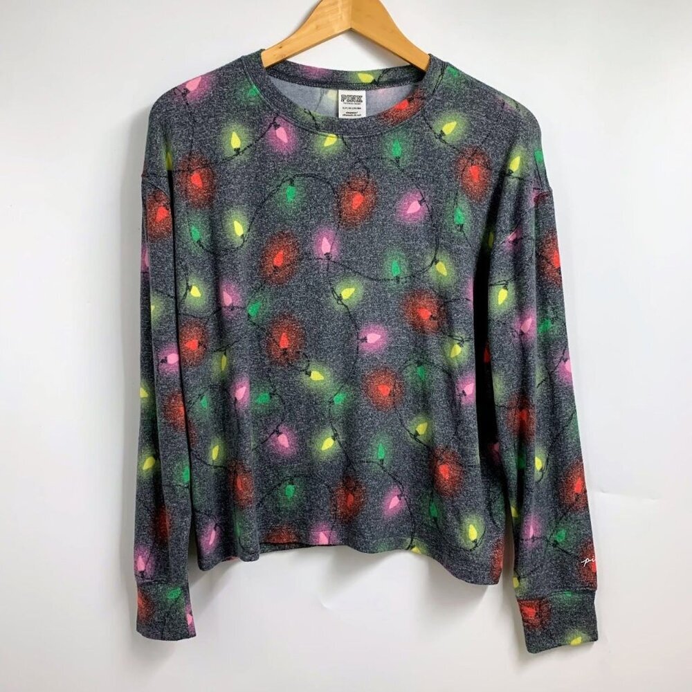 Victoria's Secret Pink Women's Christmas Lights Cozy Sleep Shirt Size Size S NWT